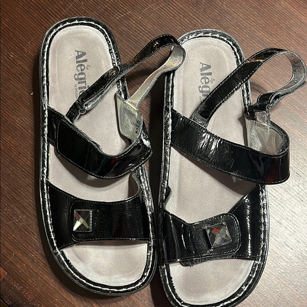 Alegria Shiny Black Sandals 41